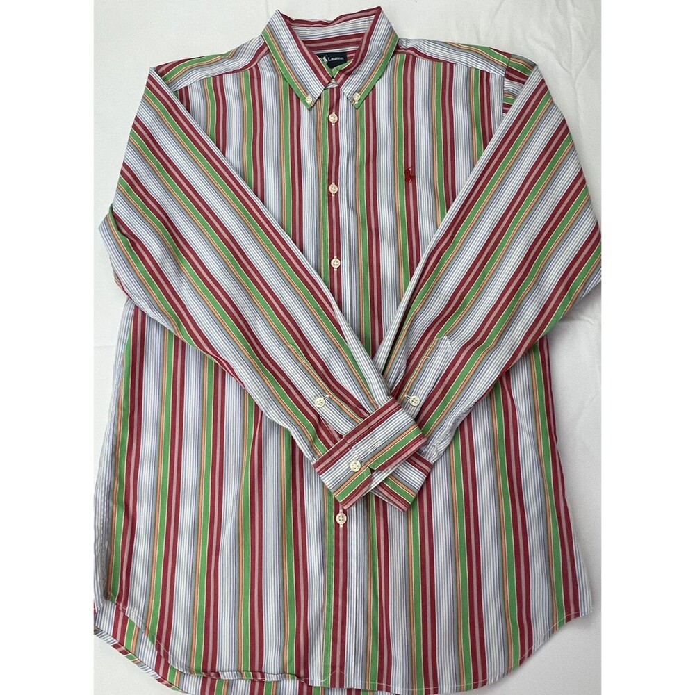Ralph Lauren Boys Multicolor Striped Long Sleeve Button Down Shirt Size XL (20)